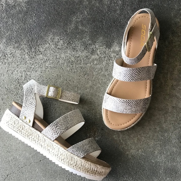 Soda Bryce Snake Print Espadrille Platform Sandals - Picture 3 of 10